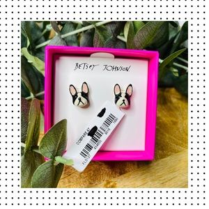 NWT Betsey Johnson - Bulldog Stud Earrings